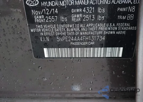 2015 Hyundai Sonata Eco from USA, damaged, VIN 5NPE24AA4FH131734